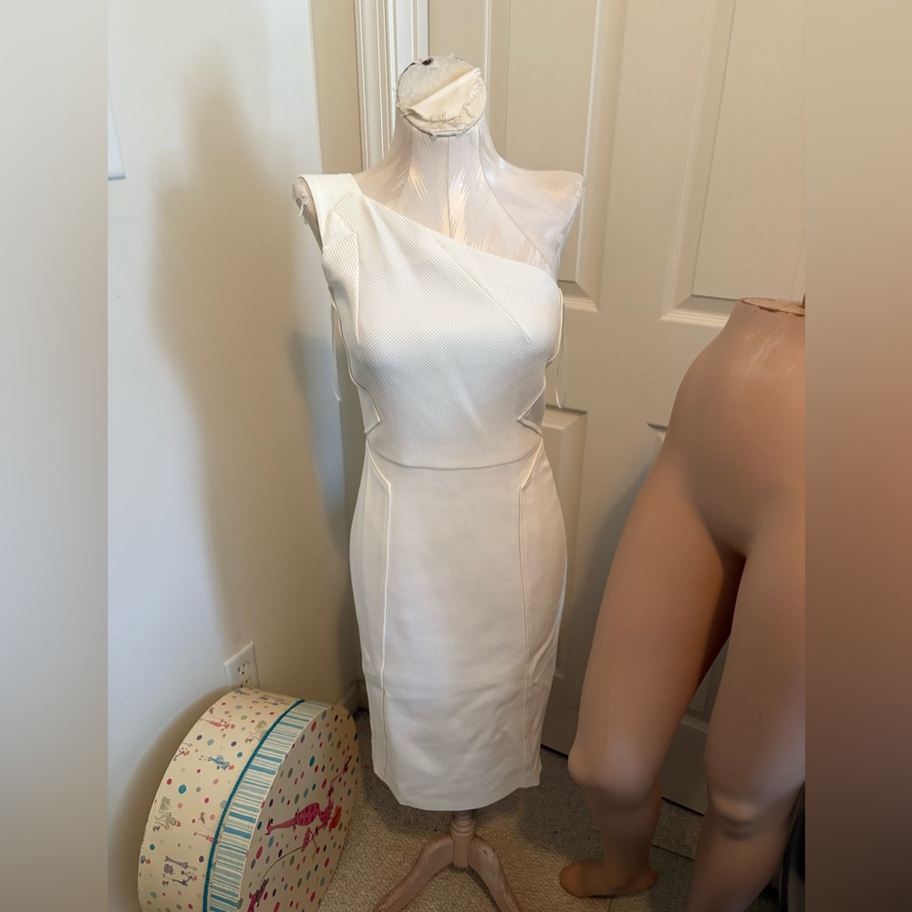 Roland Mouret White One-Shoulder Dress nwt size 10/us6 $2295 pique Avante garde
